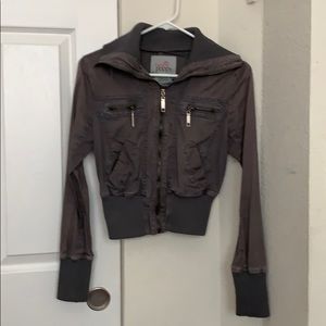 Gray bomber jacket